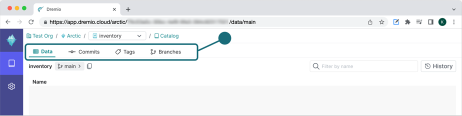 Arctic catalog information page. Arctic catalog page highlighting the available tabs.