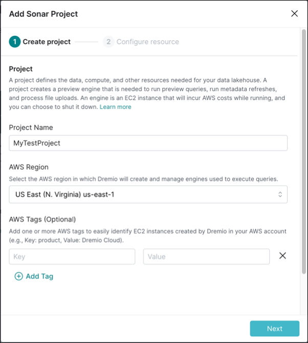 The Add Sonar Project dialog box.