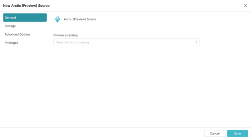 The New Arctic Source dialog box.