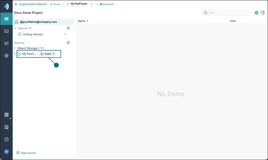 Project's datasets page highlighting the new Arctic catalog that was created.