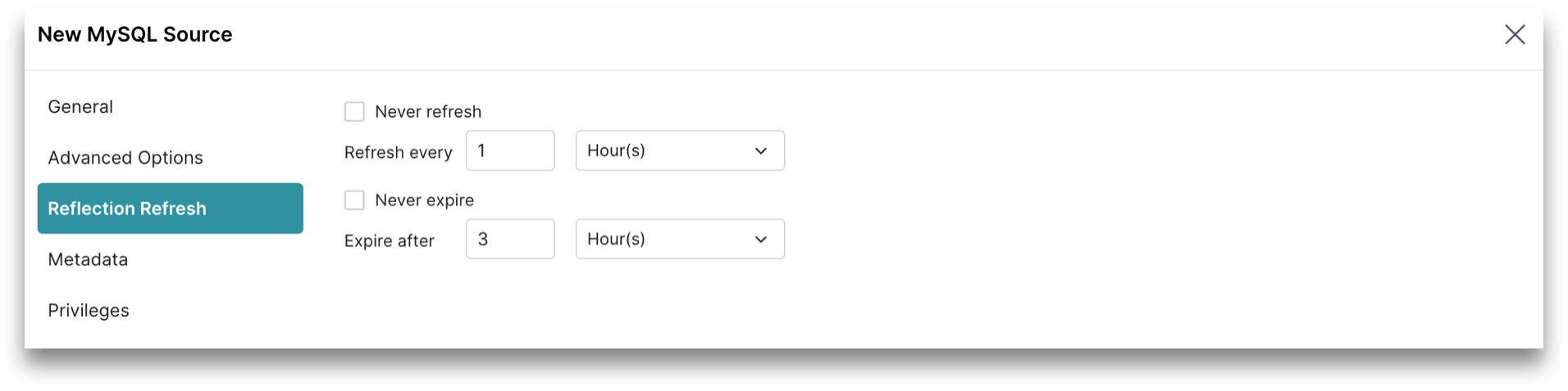 This is a screenshot showing the Reflection Refresh tab. This is a screenshot showing the Reflection Refresh tab.