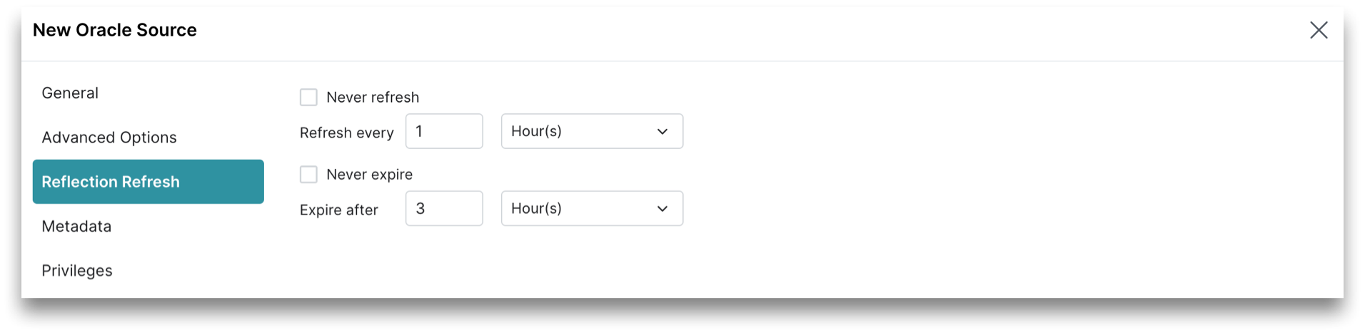 This is a screenshot showing the Reflection Refresh tab. This is a screenshot showing the Reflection Refresh tab.