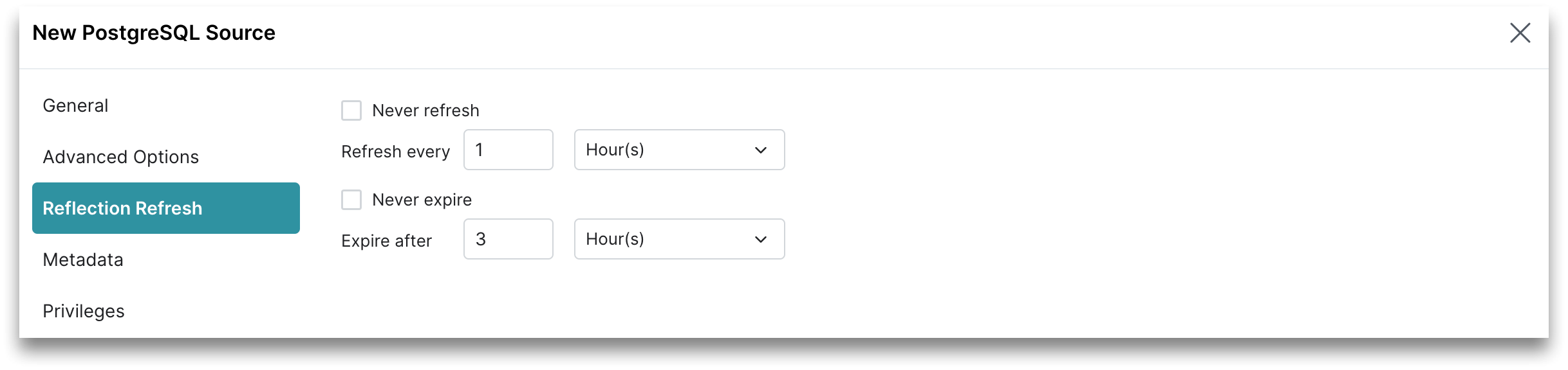 This is a screenshot showing the Reflection Refresh tab. This is a screenshot showing the Reflection Refresh tab.